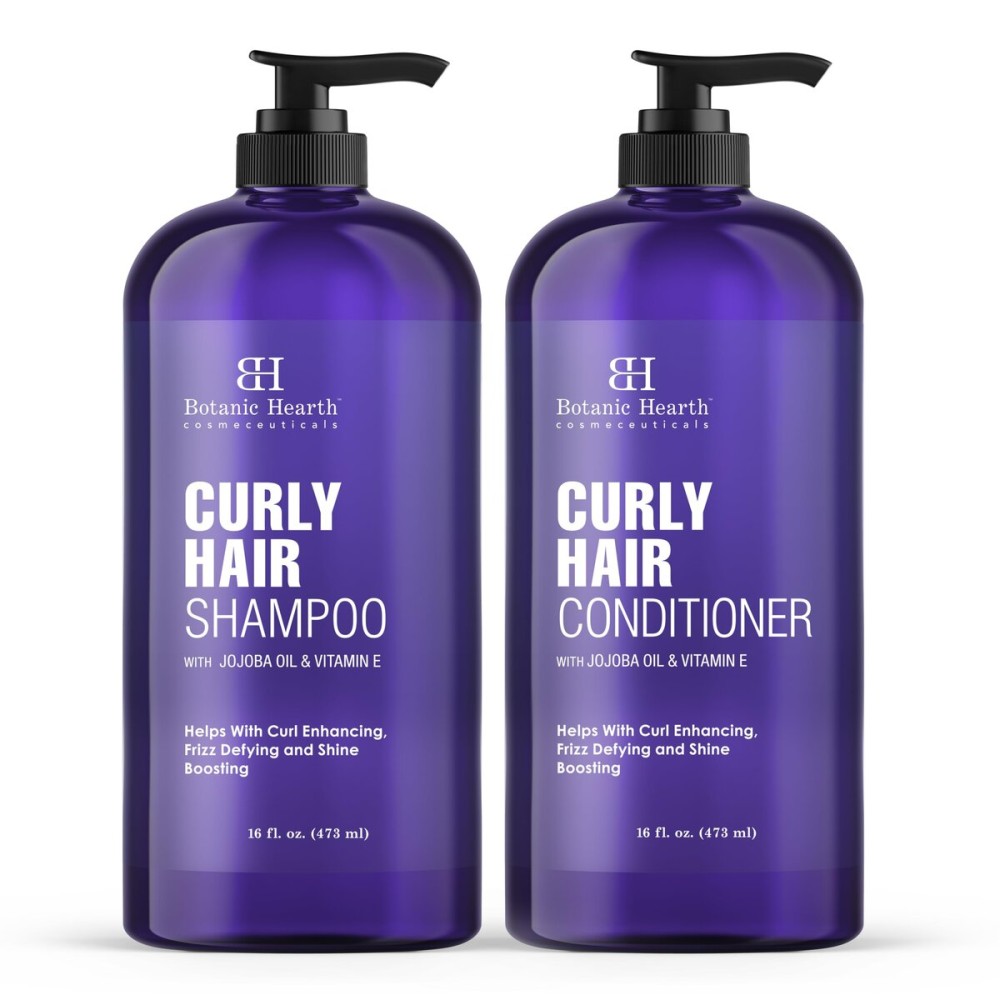 Botanic Hearth Curly Hair Shampoo And Conditioner Set For Curly Hair | Detangle, Define & Enhance Curls | With Jojoba Oil & Vitamin E | Sulphate Free | 16 Fl Oz X 2