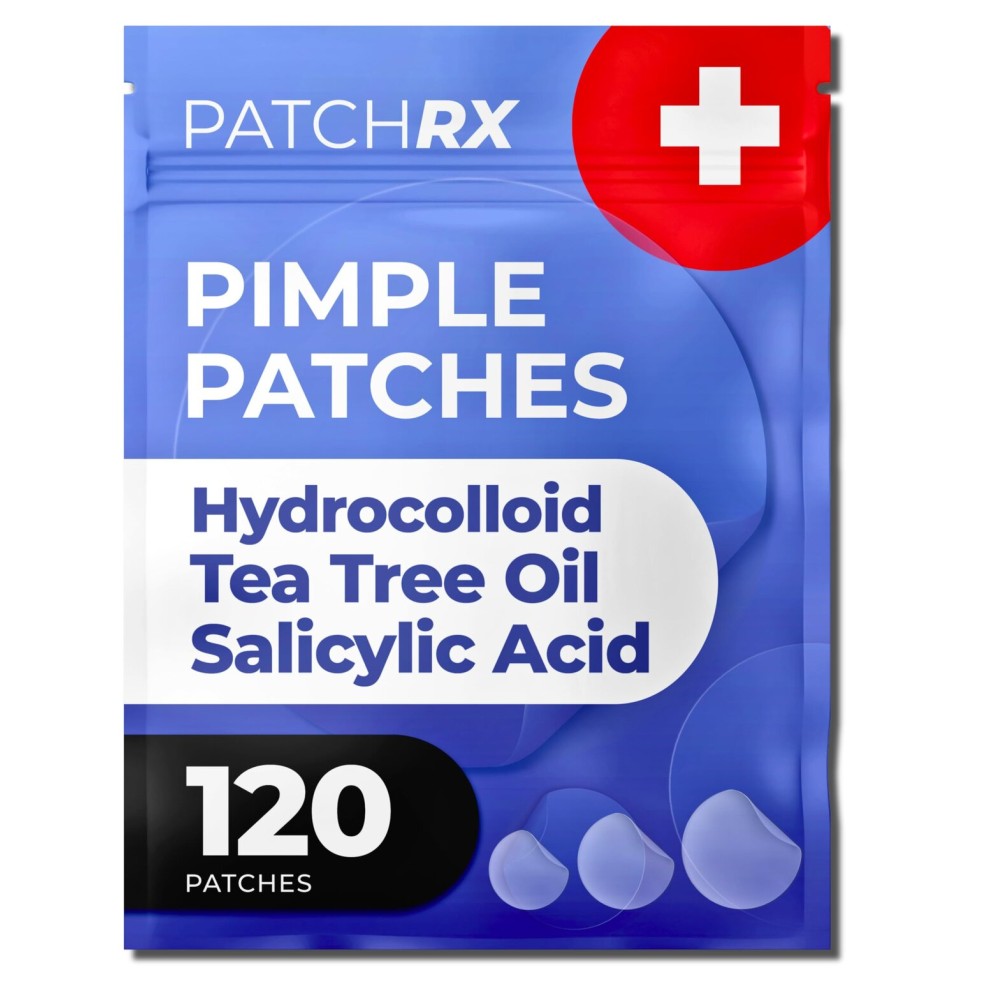 PatchRx Salicylic Pimple Patches (120 Pack), Salicylic Acid Acne Patches with Tea Tree Oil - Zit Patch and Pimple Stickers for Face for Skin Care - Salicylic Acid Acne Dots (Packaging May Vary)