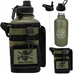 Iron Infidel Battle Bottle - Half Gallon Insulated Water Bottle with Paracord Handle, Large 64 oz Stainless Steel Water Jug with Rugged, Removable Sleeve for Keys, Wallet & Phone (Widowmaker 2L)