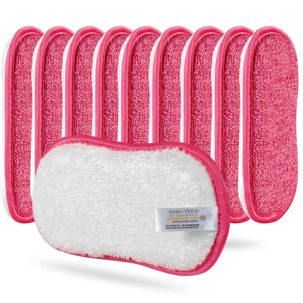 10 Pack Kitchen Dish Sponges Scrubber Non-Scratch Multi-Purpose Dishcloths, Sponge Along with Heavy Duty Scouring Power - Effortless Cleaning of Dishes, Pots and Pans
