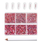 Beadsland 7200pcs Flatback Rhinestones,Orange AB Rhinestone Nail Gems Round Crystal Rhinestones for Crafts,Mixed 6 Sizes with Wax Pencil Kit, SS3-SS10,Hyacinth AB