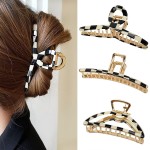 Big Hair Claw Clips Checker Claw Butterfly Barrettes Claw Clips for Women Lattice Design Acetate Claw Clips Metal Hair Clip for Girls Large Hair Accessories for Long Thick Hair 3 Pcs