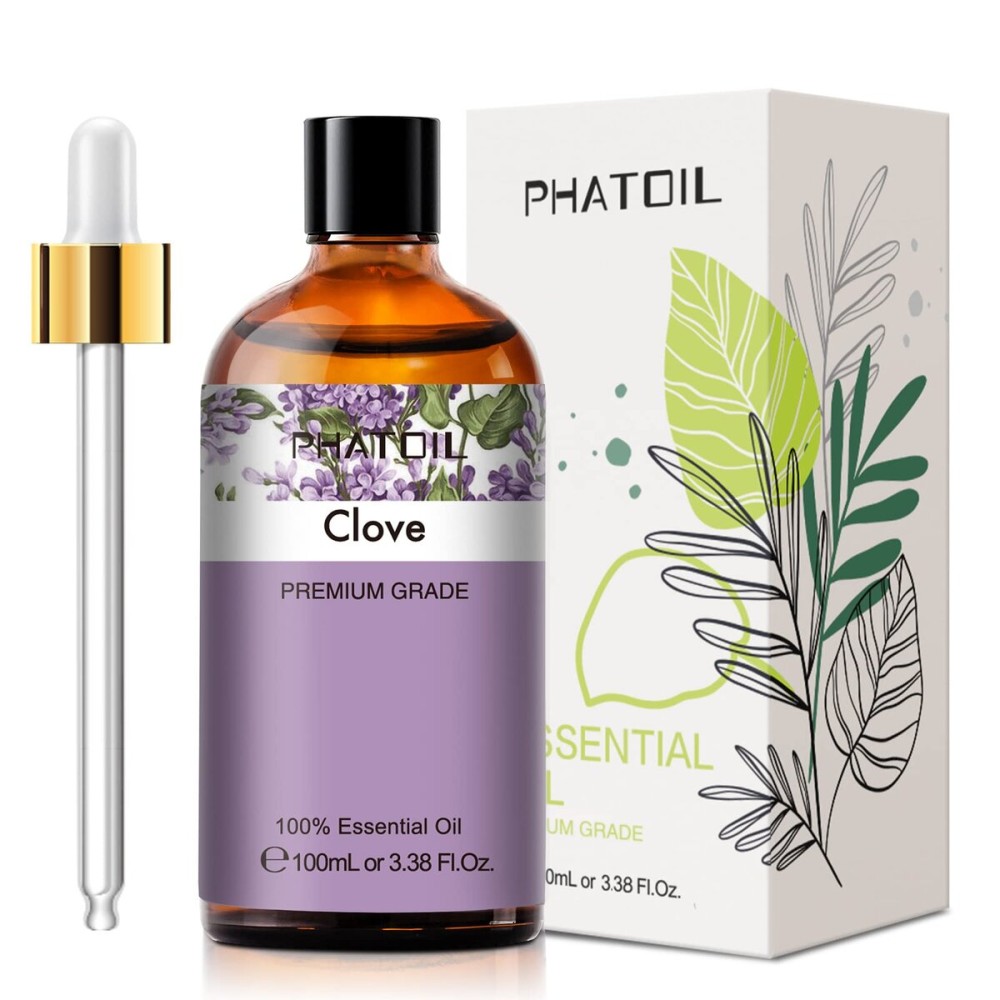 PHATOIL 3.38Fl.Oz Clove Essential Oil, for Aromatherapy Diffusers with Glass Dropper, Humidifiers, Great for DIY Candle and Soap Making, Gift for Friend