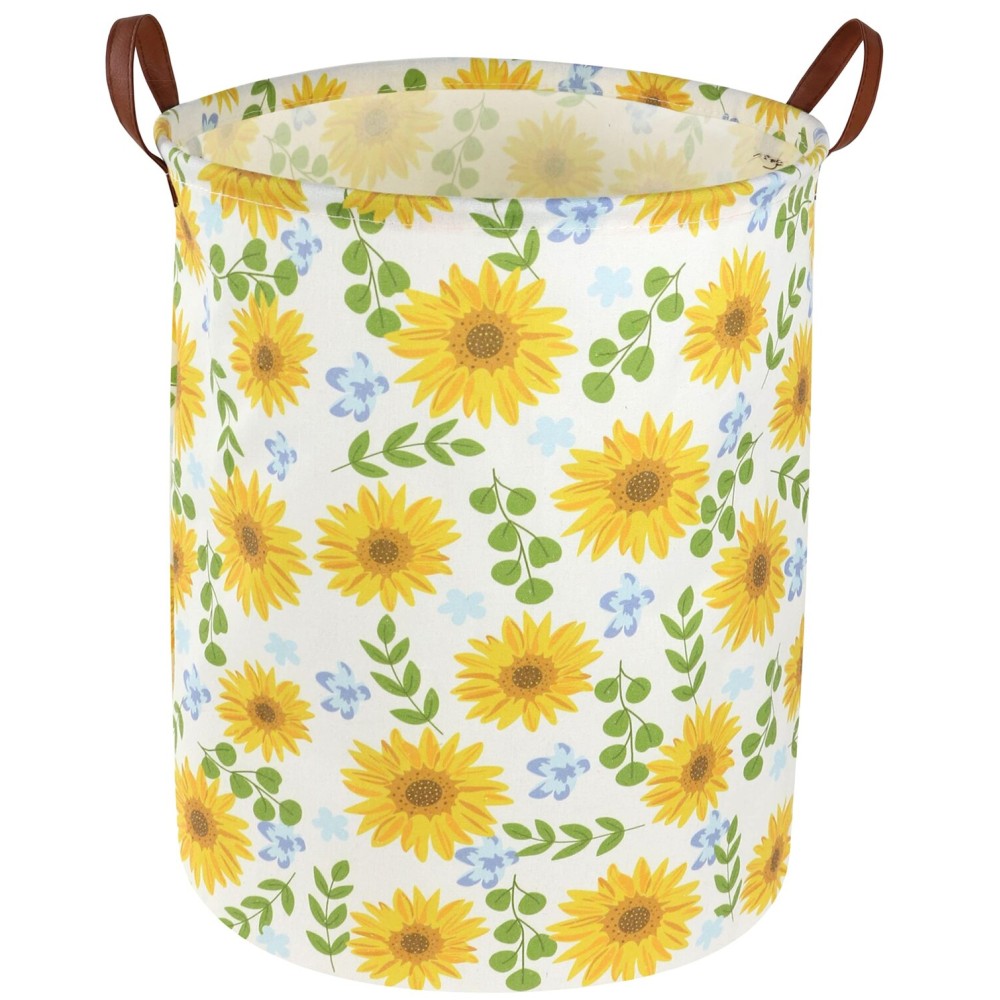 Essme Baby Girls Laundry Hamper, Baby Storage Basket for Girls Sunflower Bedroom Decor, Nursery Hamper,Yellow HamperGift Baskets,Home Organizer(Sunflower)