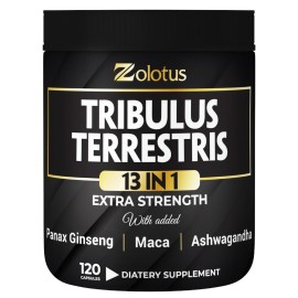 Zolotus 13in1 Tribulus Terrestris Capsules with Maca, Horny Goat Weed, Panax Ginseng, Saw Palmetto, Tongkat Ali, Shilajit & More - Energy, Stamina Supplement for Men & Women - 120 Counts