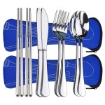 10PCS Portable Silverware Set with Case, Lengnoyp Travel Camping Utensils Set, Premium Stainless Steel Travel Cutlery Set, Reusable Safe Flatware Sets for Lunch Box/Workplace/Students, Silver