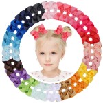 Choicbaby 40 Pieces Hair Bows for Girls 4 Inch Grosgrain Ribbon Toddler Hair Accessories with Fully Lined Clips for Toddlers Baby Girls Kids Teens