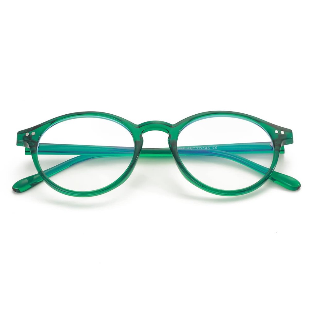 Gleyemor Blue Light Glasses for Men Women, Vintage Round Bluelight Blocking Computer Screen Protection Glasses (Green)