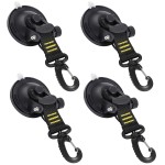 CONBOLA Suction Cups Hooks 4 Pieces Outdoor Car Camping Essentials Heavy Duty Upgraded Tie Down Suction Cup,Camper Accessories Strong Power for RV Boat Window Glass Camping Trap.(4 pcs,Yellow)
