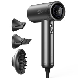 TYMO Hair Dryer with Diffuser for Women - 1500W Professional High Speed Blow Dryer with Comb, 110,000RPM Fast Dry, 200 Million Ionic Hairdryer, 4 Temps & 3 Speeds, 8 Ft Cord for Salon, Graphite