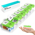 Odaro Extra Large Weekly Pill Organizer 2 Times A Day, Pill Box 7 Day Am Pm to Hold Daily Medicine Vitamin and Supplements - Green