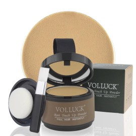 VOLLUCK Root Touch up Powder, Instant Hairline Powder for Thinning Areas and Gray Hair Coverage, Natural and Non-greasy Root Cover up for Women and Men (Blonde, 0.14 Ounce)