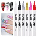 6 Color 3D Nail Art Pens Set, Kalolary Nail Point Graffiti Dotting Pen Drawing Painting Liner Brush for DIY Nail Art Beauty Adorn Manicure Tools (A)
