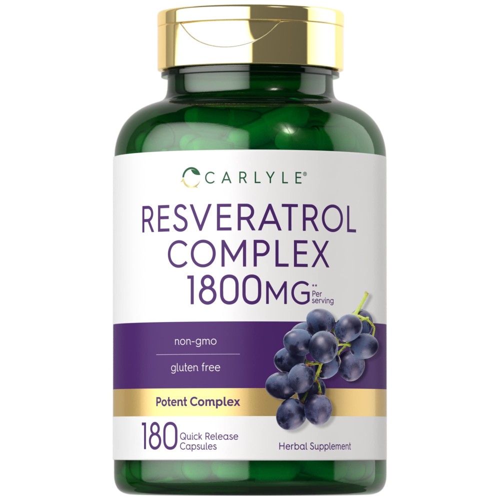 Carlyle Resveratrol Supplement 1800mg | 180 Capsules | Non-GMO & Gluten Free | Potent Complex