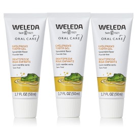 Weleda Oral Care Children\'s Tooth Gel, 1.7 Fluid Ounce (Pack of 3), Fluoride Free, Spearmint Flavor, Plant Rich Toothpaste with Calendula, Silica and Fennel