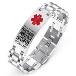 Theluckytag Upgraded Medical Bracelets Men Women with QR Code Medical Alert ID Bracelets - Titanium Steel Wristband Fits Wrists Up 8\'\'-10\'\' - More Space Custom Emergency ID Info