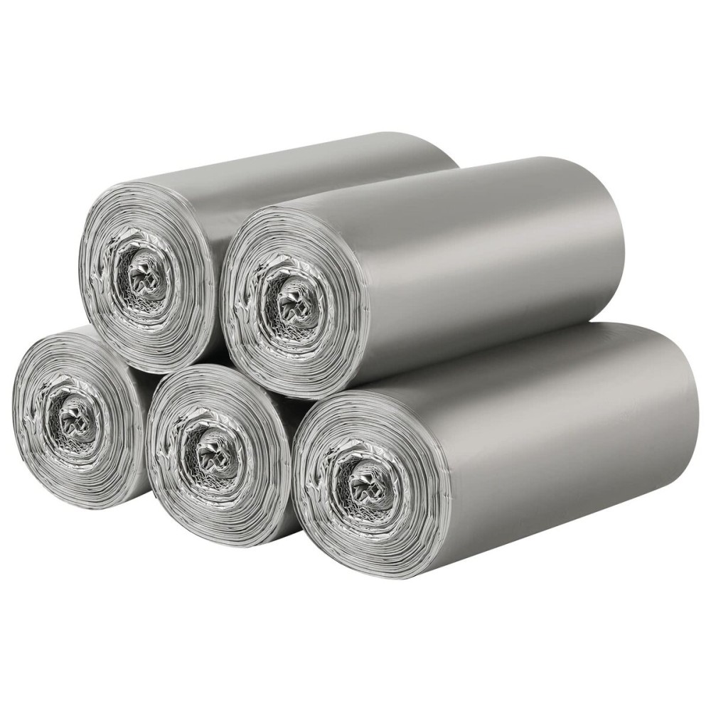 5 Rolls Small Trash Bags - 200 Counts Durable 4 Gallon Small Garbage Bags for home office kitchen Bathroom Bedroom Trash Can linersSilver