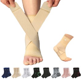 ABIRAM Ankle Brace for Women & Men, Ankle Compression Sleeve with Wrap, Foot Support Sleeve, Ankle Support for Sprained Ankle, Plantar Fasciitis Relief Socks, Achilles Tendonitis, Sports, L
