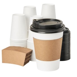 RACETOP [100 pack] Disposable Coffee Cups with Lids 12 oz, Hot Paper Cups with Lids, To Go Cup with Lid