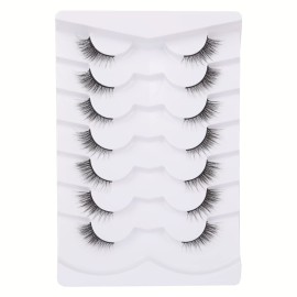 GMAGICTOBO False Eyelashes Short Natural Lashes Pack Half Lashes 3D Fake Eyelashes Light Volume Eye Lashes Strips 7 Pairs Multipack
