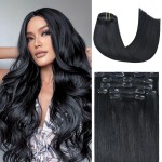 Honsoo Black Hair Extensions Real Human Hair Clip Ins Jet Black 70g 7pcs 12inch Short Remy Human Seamless Clips Soft No Tangles Hair For Black Women
