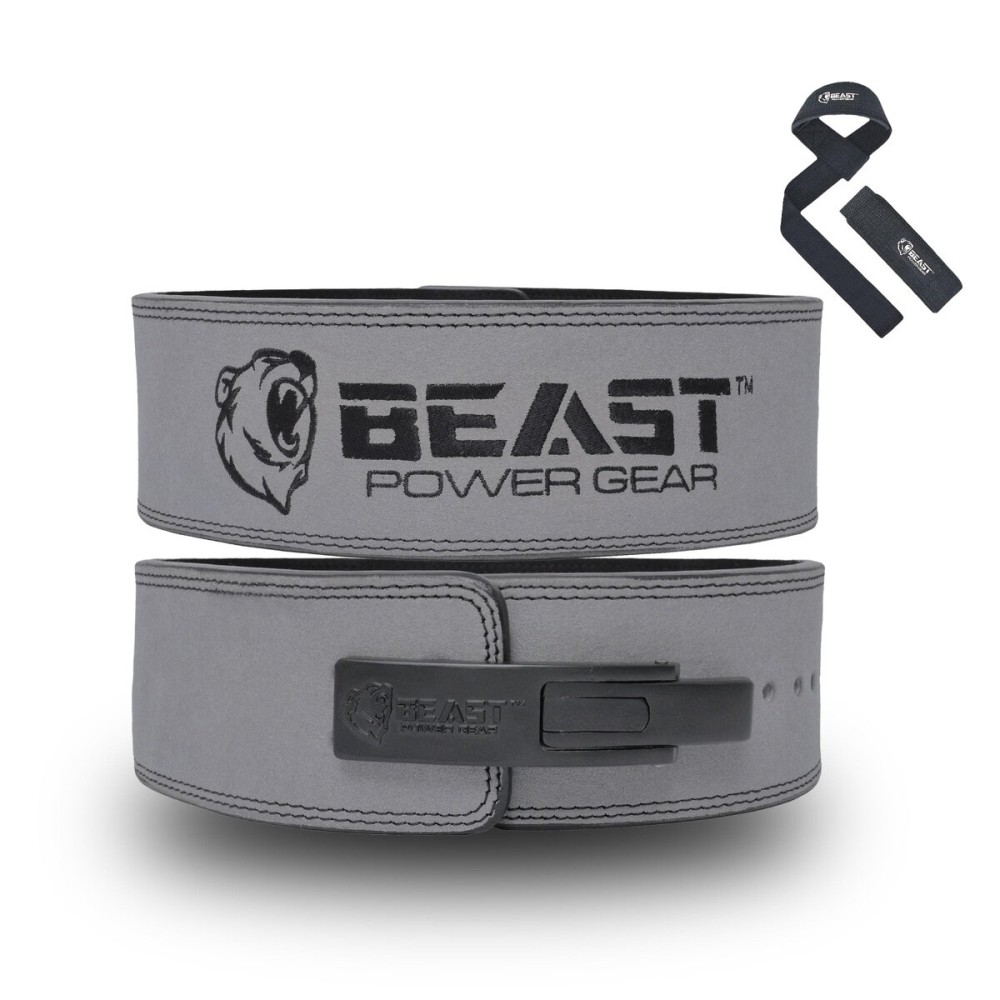Beast Power Gear Weight Lifting Belt Lever Buckle 10MM 13MM Thick & 4 Inches Free Strap Weightlifting, Powerlifting, Deadlifts, Squats Men Women