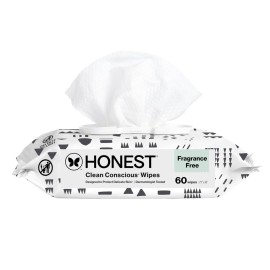 The Honest Company Clean Conscious Multi-Use Wipes Hypoallergenic and Unscented for Sensitive Baby Skin Over 99% Water Compostable Plant Based Pattern Play 60 Count