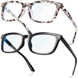 VISOONE 2 Pack Blue Light Blocking Glasses Square with Anti Computer Glare for Gaming Women and Men