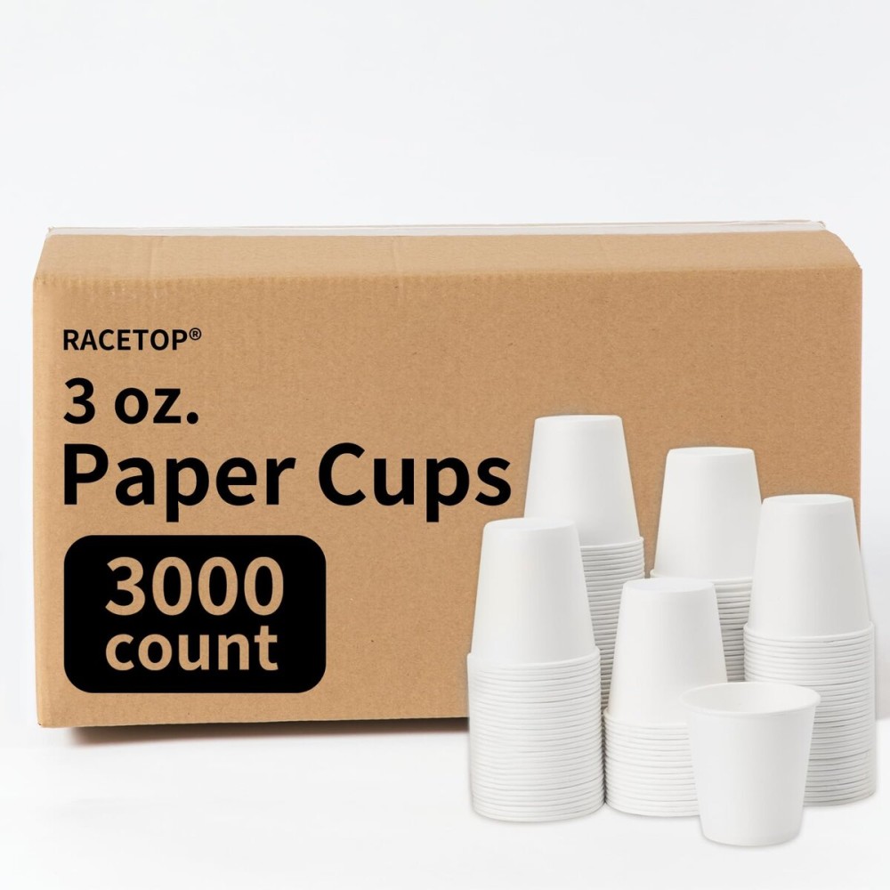 RACETOP 3000 Pack 3 oz Paper Cups for Bathroom, Disposable Mouthwash Cups, Small Paper Cups, for Parties, Picnics, Travel