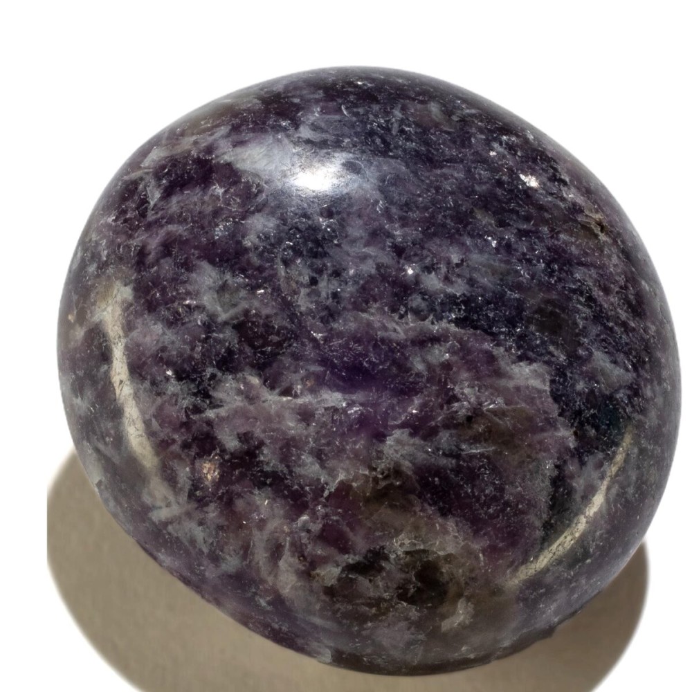 KALIFANO Lepidolite Palm Stone with Healing & Calming Effects - High Energy Reiki Worry Crystal Used for Soothing Anxiety and Stability (Information Card Included)