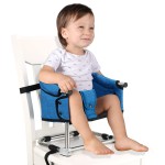 Booster Seat for Dining Table: Portable Toddler Booster Chair with Safety Buckle and Height Adjustable, Foldable Baby Feeding Chair, Kids High Chair Booster Seat for Kitchen Home Travel - Bright Blue