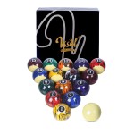 VSSAL Billiard Balls Set Pool Table Balls Marble-Swirl & Classic Style 16 Ball Set (Tournament Dark Marble)
