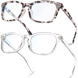 VISOONE 2 Pack Blue Light Blocking Glasses Square with Anti Computer Glare for Gaming Women and Men