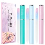 3PCS Glass Nail File in Case, Glass Fingernail File, Christmas Gifts Stocking Stuffers, Double-Sided Etched Crystal Nail File for Nail Art & Nail Care