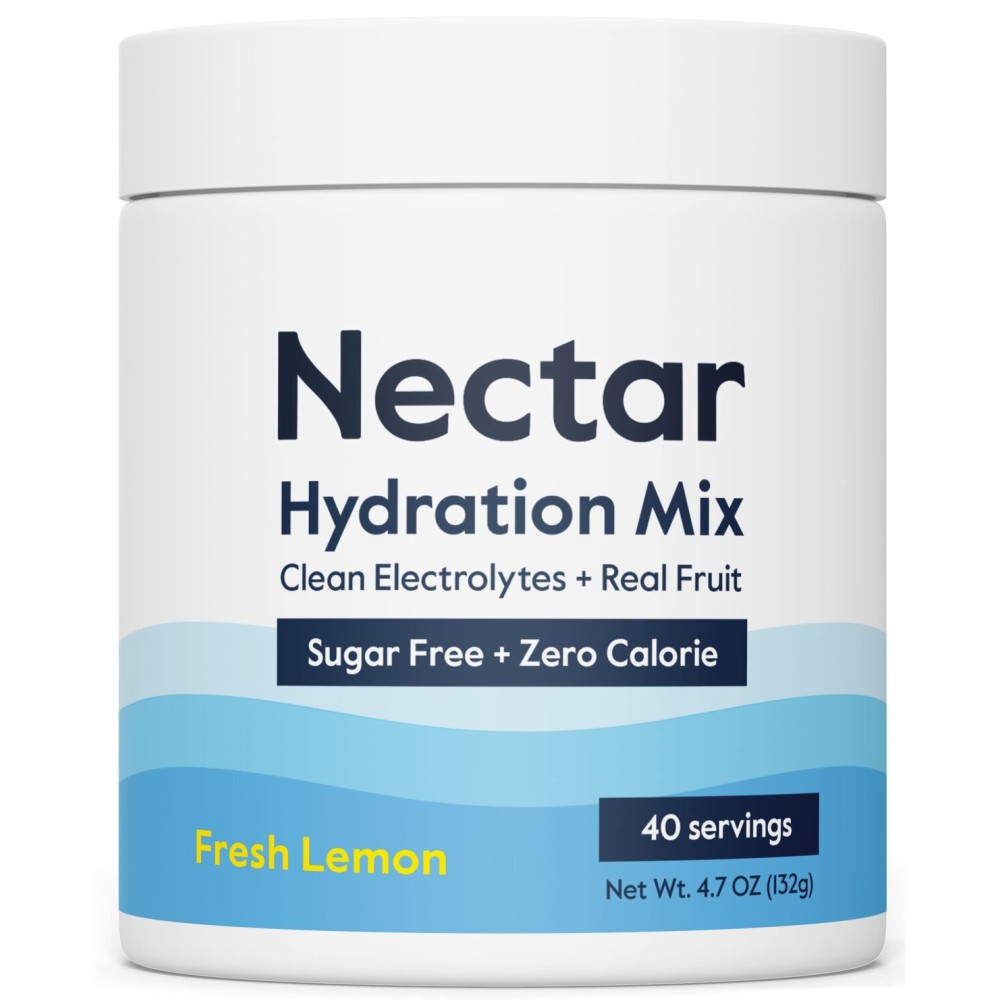 Nectar Sugar Free Electrolytes Powder - Organic Fruit No Sugar or Calories - Hydration Powder for Dehydration Relief and Rapid Rehydration - Keto and Paleo (Lemon 40 Serving Tub)