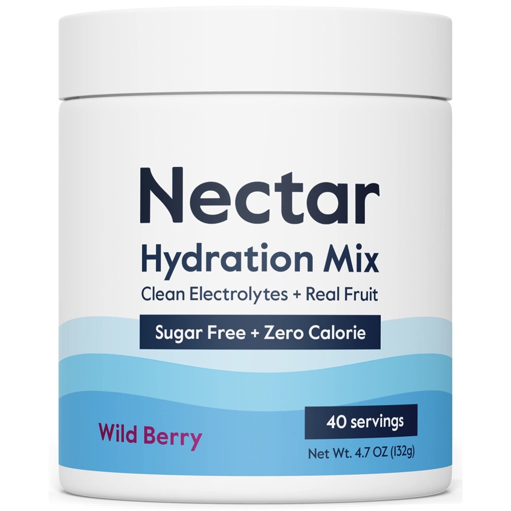Nectar Sugar Free Electrolytes Powder - Organic Fruit No Sugar or Calories - Hydration Powder for Dehydration Relief and Rapid Rehydration - Keto and Paleo (Berry 40 Serving Tub)