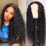 Healthair Deep Wave Lace Front Wig 360 Lace Front Wigs Human Hair Pre Plucked Human Hair Wigs for Black Women(16inch, Deep 360 Wig)