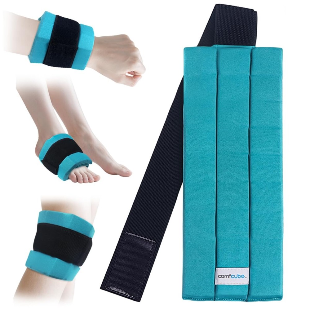 Comfcube Ice Pack for Injuries, Reusable 2 Hours Long Lasting Flexible Cold Ice Pack Wrap for Swelling, Bruises, Sprain, Joint and Muscle Pain Relief, for Ankle, Wrist, Elbow & More Green