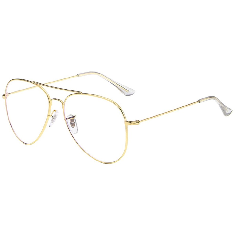 Dollger Blue Light Aviator Glasses women Anti Glare Blue Light Filter Computer Wire Glasses Retro matal square Eyeglasses Frame Gold
