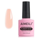 AIMEILI Hema Free Rubber Base Gel For Nails, Soak Off U V LED Clear Sheer Gel Nail Polish, 4 in 1 Nail Strengthen/Enhance/Base Coat/Color - (439) 10ml
