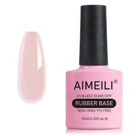 AIMEILI Hema Free Rubber Base Gel For Nails, Soak Off U V LED Clear Sheer Gel Nail Polish, 4 in 1 Nail Strengthen/Enhance/Base Coat/Color - (452) 10ml