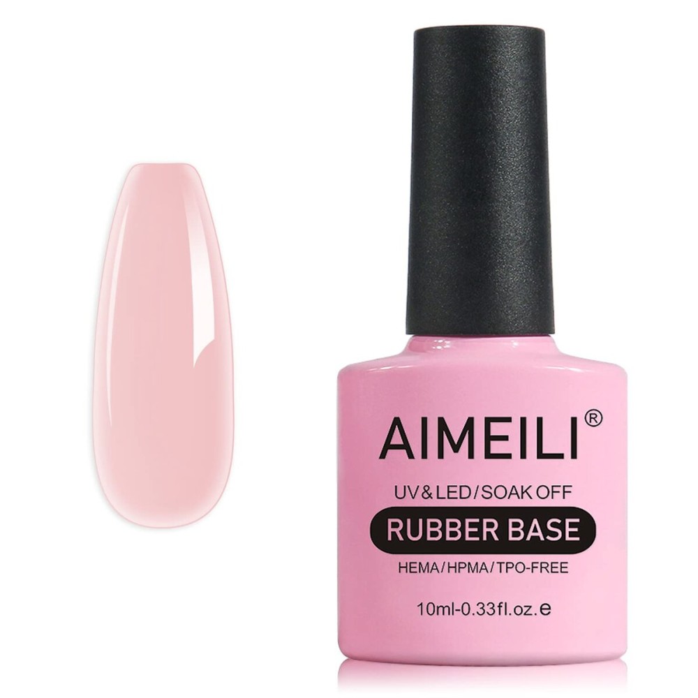 AIMEILI Hema Free Rubber Base Gel For Nails, Soak Off U V LED Clear Sheer Gel Nail Polish, 4 in 1 Nail Strengthen/Enhance/Base Coat/Color - (453) 10ml