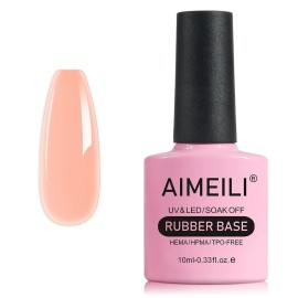 AIMEILI Hema Free Rubber Base Gel For Nails, Soak Off U V LED Clear Sheer Gel Nail Polish, 4 in 1 Nail Strengthen/Enhance/Base Coat/Color - (449) 10ml