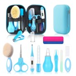 Baby Healthcare and Grooming Kit, Baby Safety Set Newborn Nursery Health Care Set with Hair Brush Scale Measuring Spoon Nail Clippers (17PCS Blue)