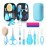 Baby Healthcare and Grooming Kit, Baby Safety Set Newborn Nursery Health Care Set with Hair Brush Scale Measuring Spoon Nail Clippers (17PCS Blue)