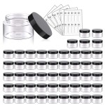 50 Pack 1 OZ Plastic Jars Round Clear Cosmetic Container Jar with Lids, Eternal Moment Plastic Slime Jars for Lotion, Cream, Ointments, Makeup, Eye shadow, Rhinestone, Samples, Pot, Travel Storage
