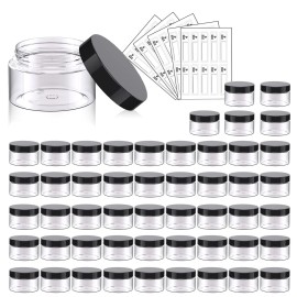 50 Pack 1 OZ Plastic Jars Round Clear Cosmetic Container Jar with Lids, Eternal Moment Plastic Slime Jars for Lotion, Cream, Ointments, Makeup, Eye shadow, Rhinestone, Samples, Pot, Travel Storage