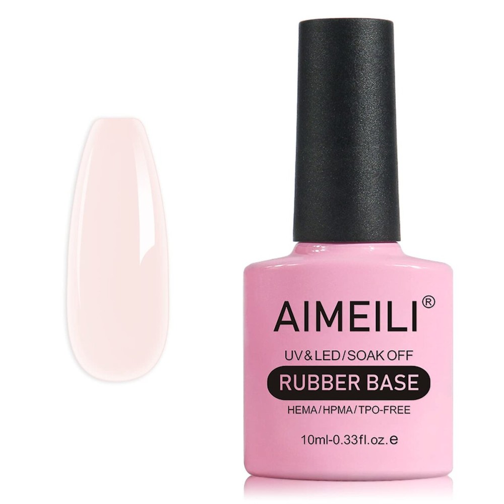 AIMEILI Hema Free Rubber Base Gel For Nails, Soak Off U V LED Clear Sheer Gel Nail Polish, 4 in 1 Nail Strengthen/Enhance/Base Coat/Color - (442) 10ml