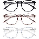 IBOANN Chic & Comfy Blue Light Glasses for Women - 3-Pack Round Frames, Screen-Ready Style with UV Protection Coating