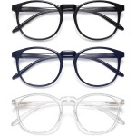 IBOANN Chic & Comfy Blue Light Glasses for Women - 3-Pack Round Frames, Screen-Ready Style with UV Protection Coating